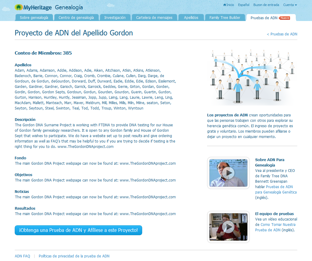 Proyecto de ADN del Apellido (Presione sobre la imagen para agrandar)