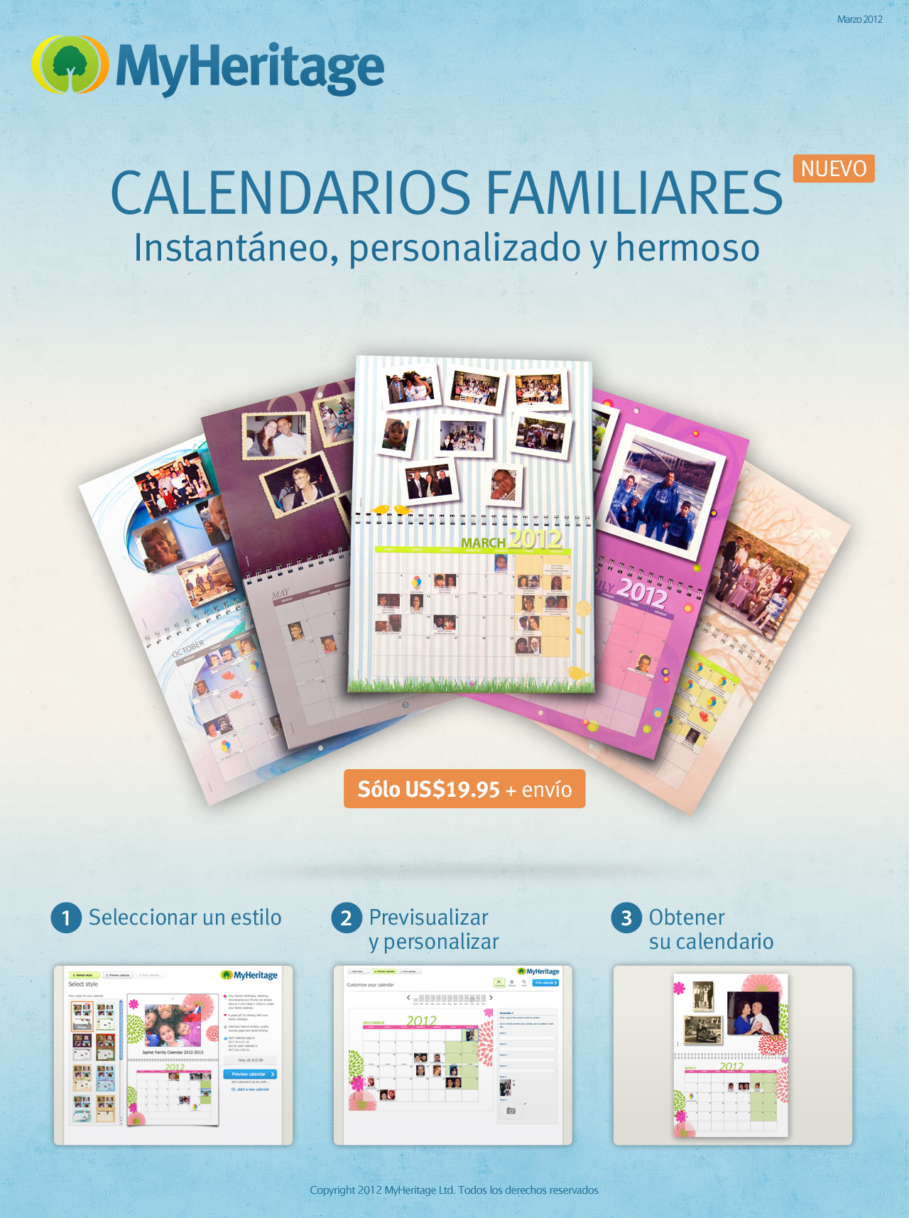 Impresión de calendarios familiares en MyHeritage