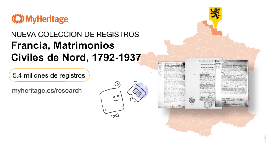 MyHeritage agrega una Colección de Registros Franceses: Registro Civil de Matrimonios de Nord, 1792-1937