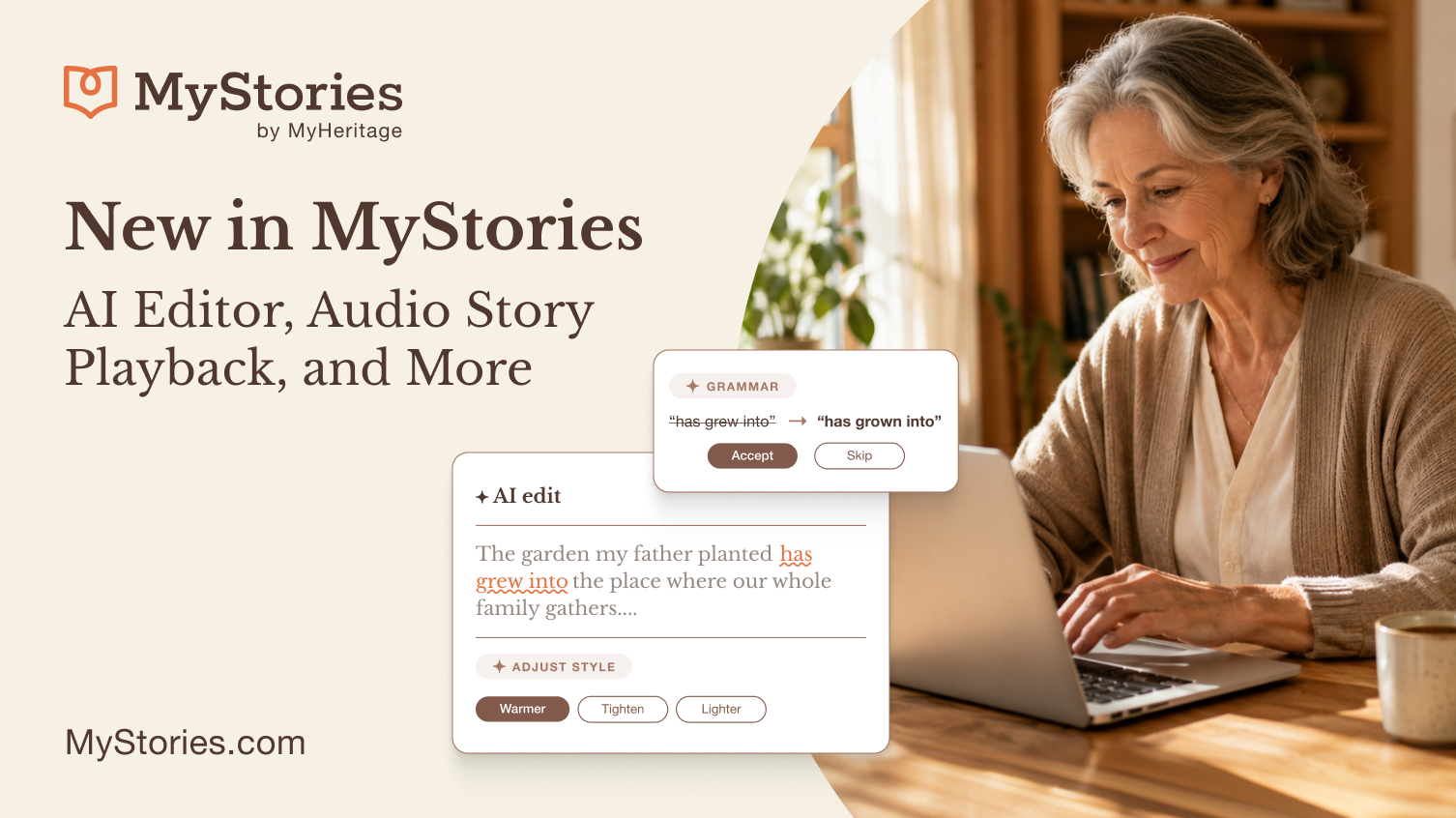 Nuevo en MyStories: editor con IA, reproducción de historias de audio y mucho más