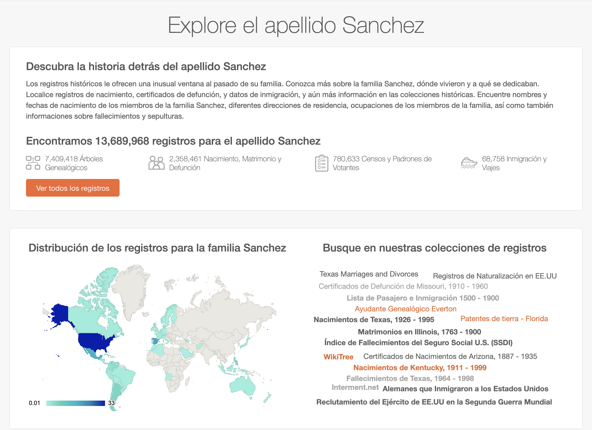 Apellido Sánchez: Resultados en MyHeritage