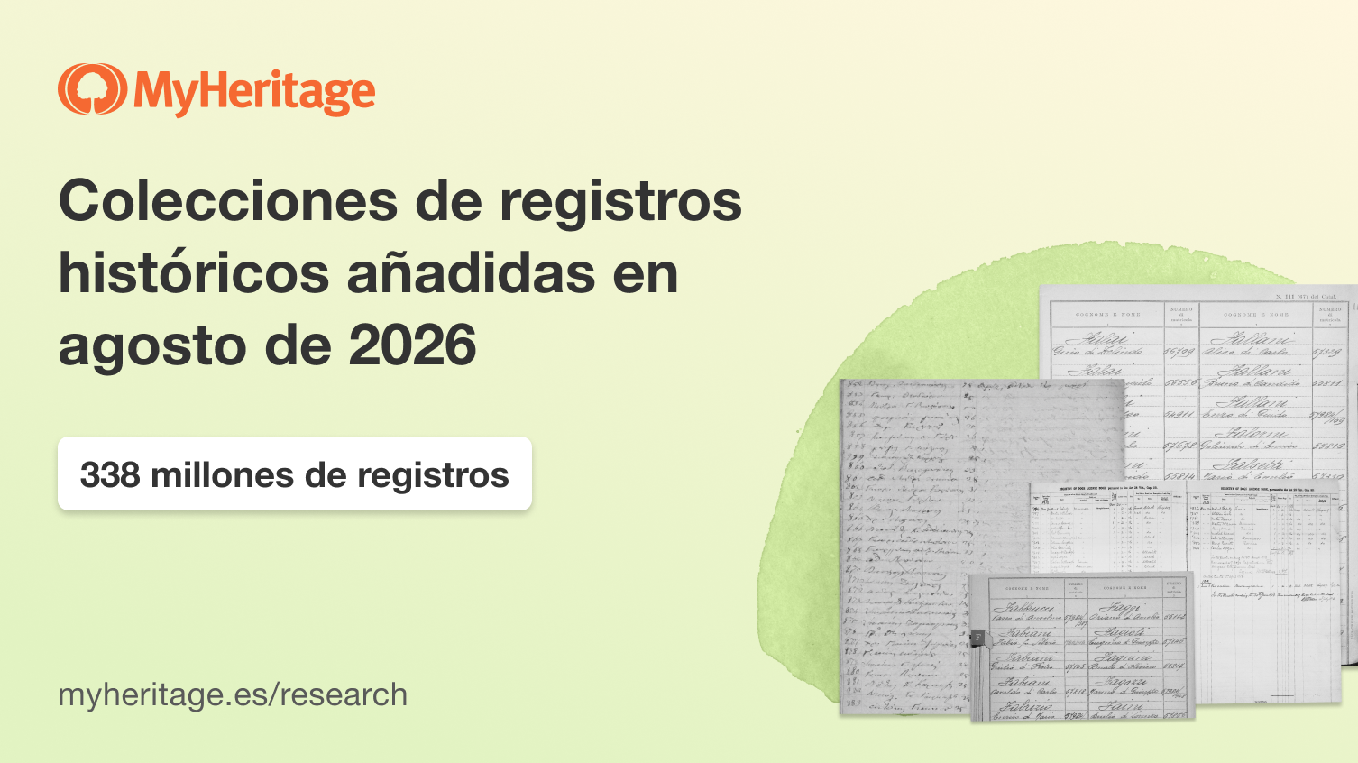 MyHeritage Añade 338 Millones de Registros Historicos en Agosto de 2026