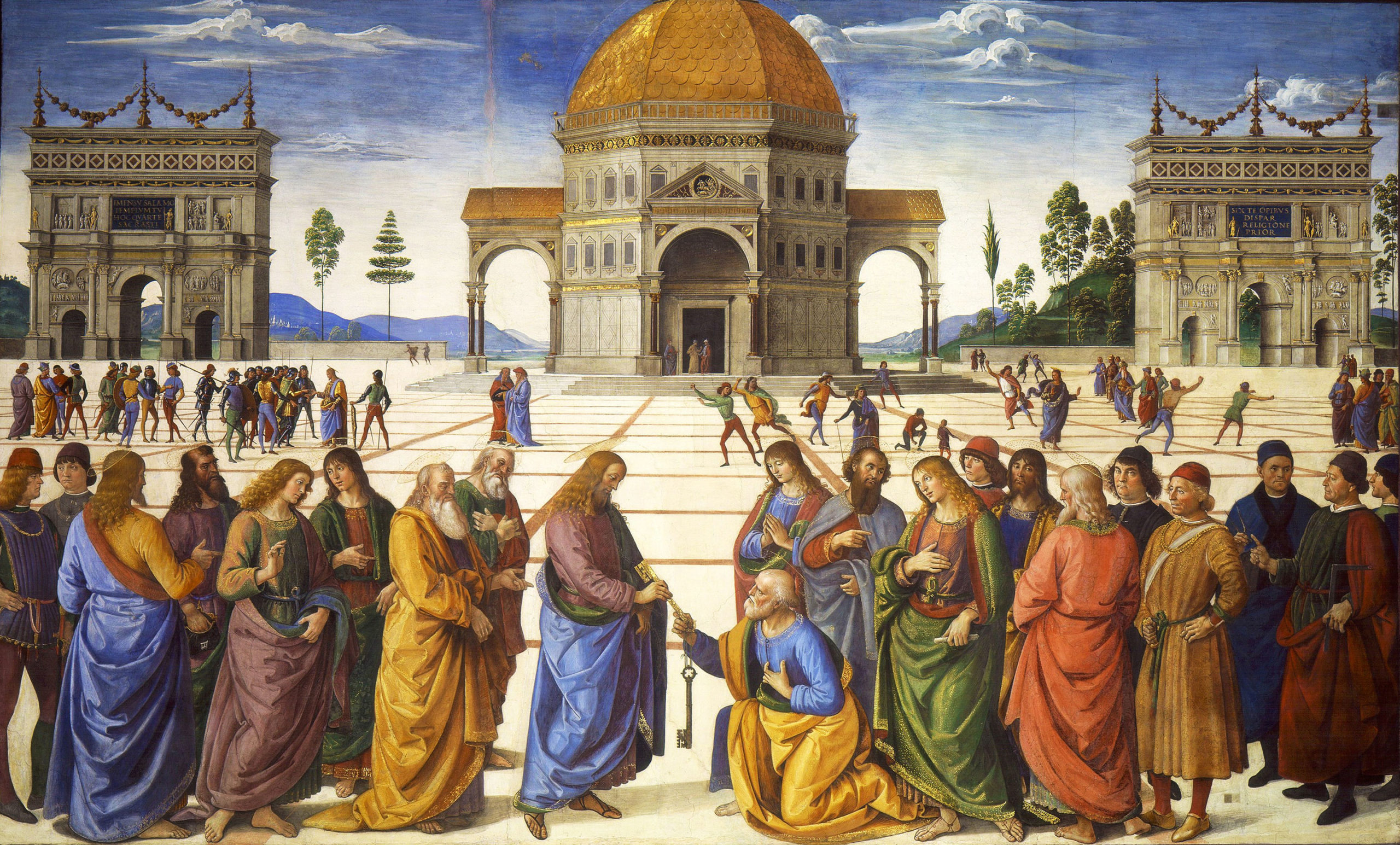 Entrega de las llaves a San Pedro, Pietro Perugino. Fuente: Wikipedia