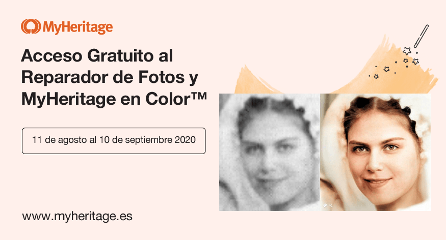¡MyHeritage Reparador de Fotos y MyHeritage en Color™ son totalmente gratis durante un mes!