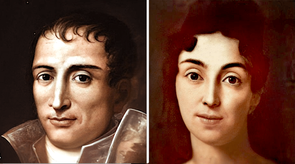 José I Bonaparte y su amante Pilar Acedo Sarriá, Marquesa de Montehermoso, antepasada de Mercedes Milá. Fotos Reparadas con MyHeritage
