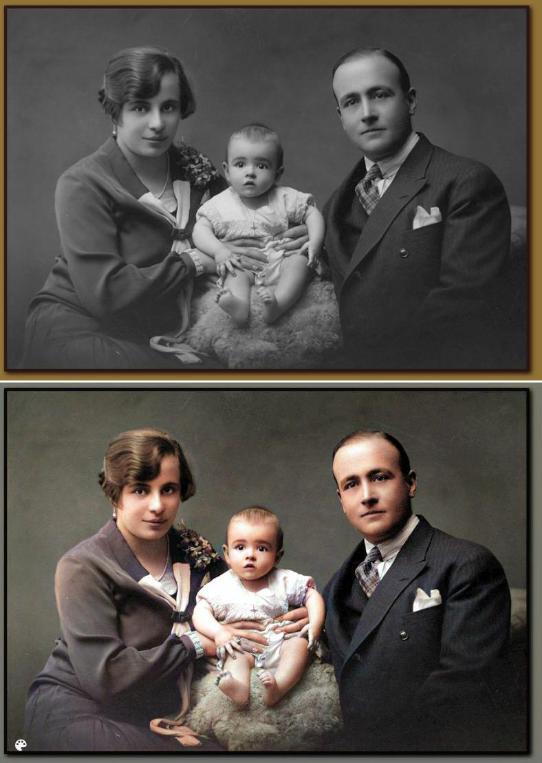 Juan Vidaurrázaga Menchaca, Sofía Zimmermann y su primera hija Sofia (abuela de Miguel Herrán). Aproximadamente año 1929.