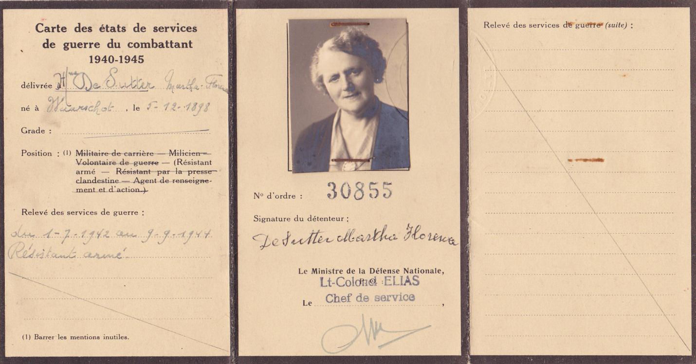  Tarjeta de identificación de Martha Florence Sutter, 1940