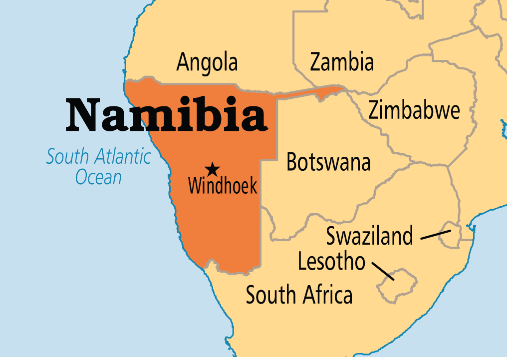 Mapa de Namibia (Pulse para hacer zoom).